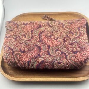Vintage Vera Bradley Red Paisley Paisley Cosmetic Makeup‎ Bag Lined Medium